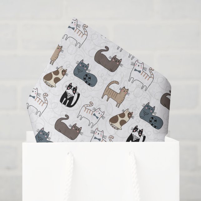 Katzen-Tissue-Papier, Kitty-Kätzchen-Decoupage Seidenpapier (Geschenktüte)