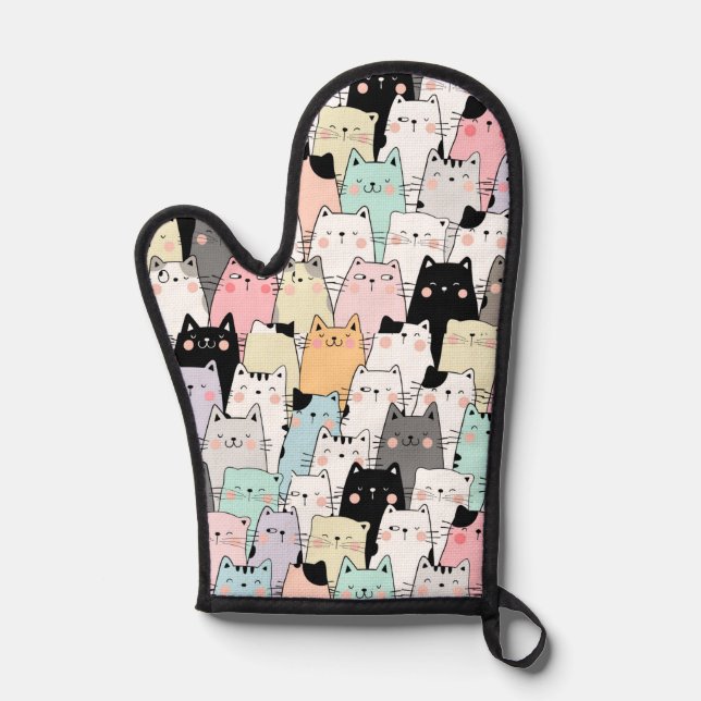 Katzen Topflappen Küchenhandschuh  Ofenhandschuh (Vorderseite)