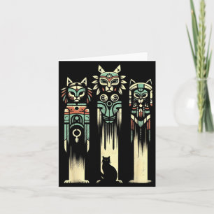 Katzen Totem Geister - Vintage Gruselige Katze Hal Karte