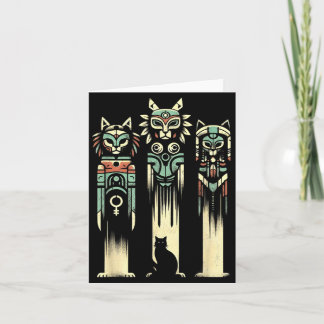 Katzen Totem Geister - Vintage Gruselige Katze Hal Karte