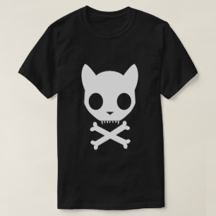 Katzen-Totenkopf mit gekreuzter Knochen T-Shirt
