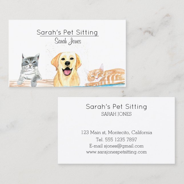 Katzen-Training für Haustiere Visitenkarte (Vorne/Hinten)