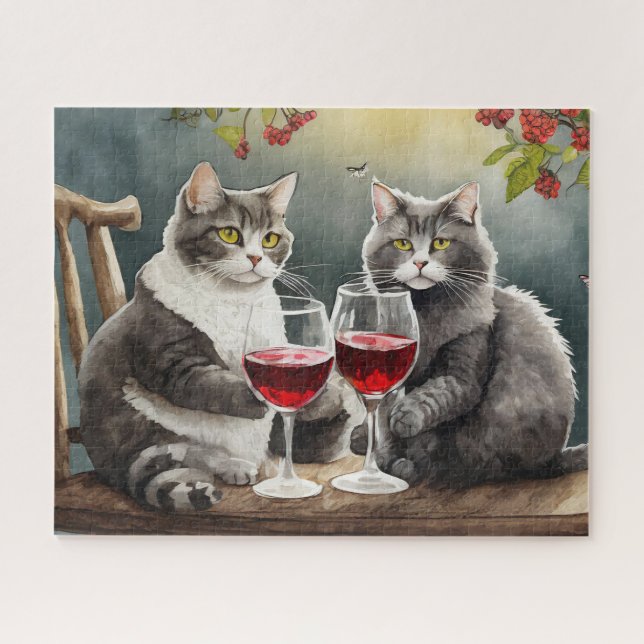 Katzen Trinken Wein Puzzle! Puzzle (Horizontal)