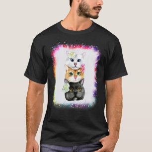 Katzen Turm Liebe R Papa Mama Junge Mädchen Tie Dy T-Shirt