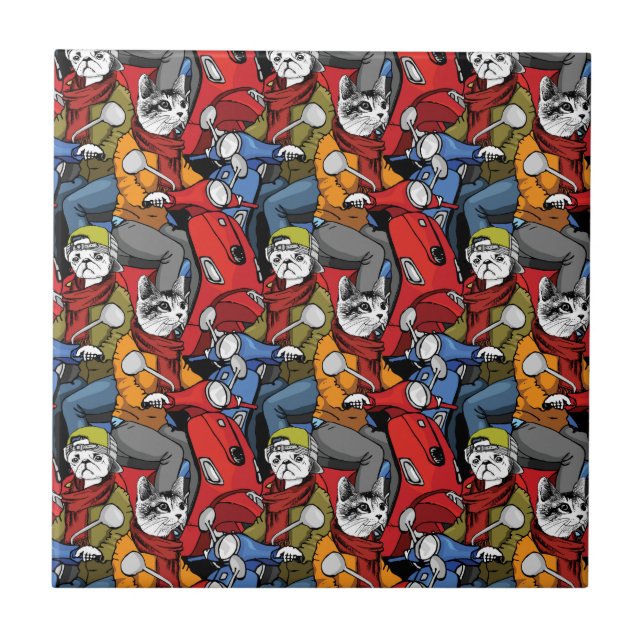 Katzen-u. Hunderoller-Muster Fliese (Vorderseite)