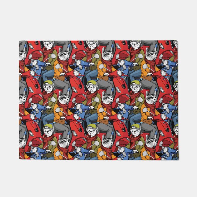 Katzen-u. Hunderoller-Muster Fußmatte (Vorderseite)