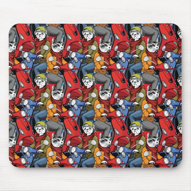 Katzen-u. Hunderoller-Muster Mousepad (Vorne)