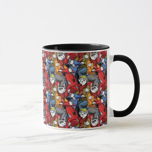Katzen-u. Hunderoller-Muster Tasse (Rechts)