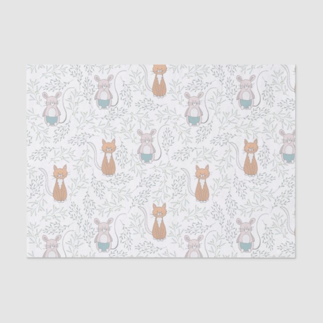 Katzen-u. Mäusemuster Seidenpapier (Vorderseite)