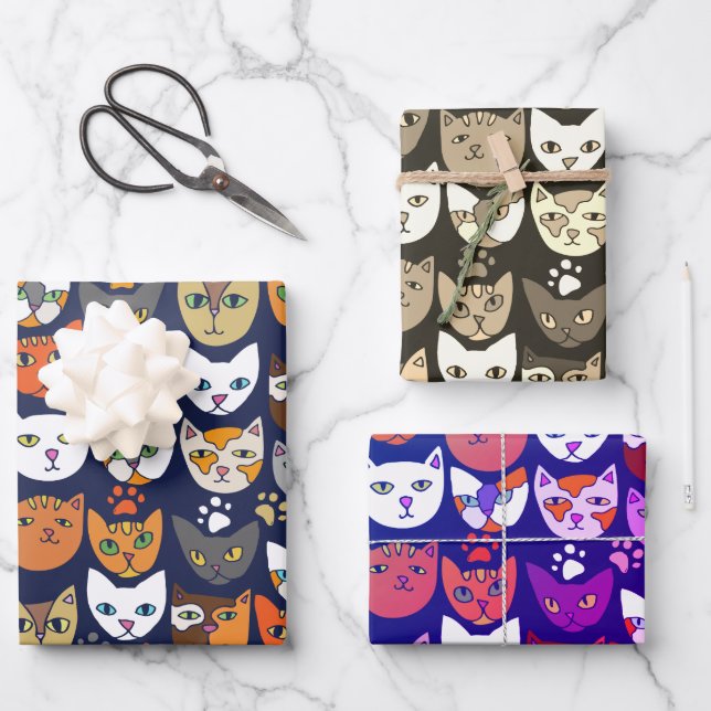 Katzen überall geschenkpapier set (Vorderseite)