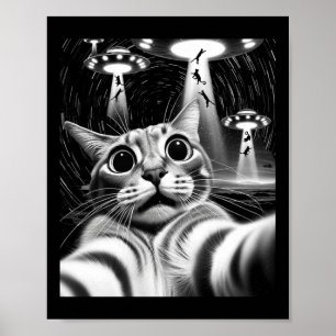 Katzen-Ufo-Invasion _ Lustiges Katzen-Meme Retro-A Poster