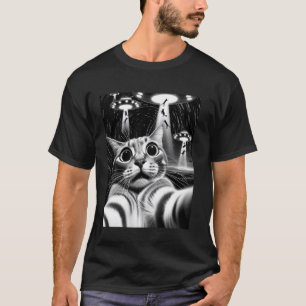Katzen-UFO-Invasion Lustiges Katzen-Meme Retro-Ali T-Shirt