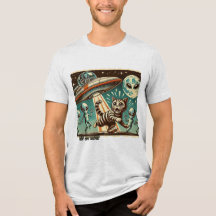 Katzen-UFO-Selfie: Vintage-Invasion (Herren-T-Shir