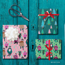 Katzen Ugly Xmas Sweater Paper Flat Sheet Set 3 Geschenkpapier Set