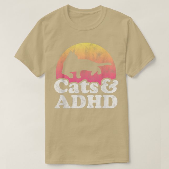 Katzen und ADHS, Katzen, Männer oder Frauen T-Shirt (Design vorne)