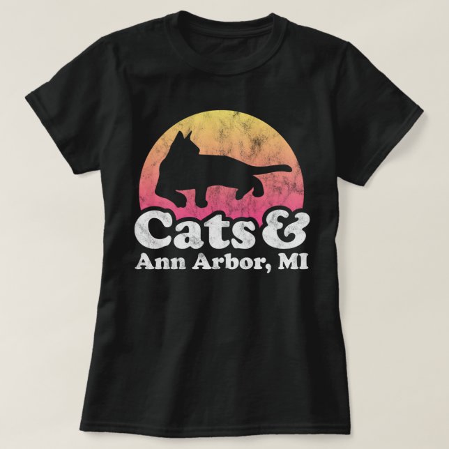 Katzen und Ann Arbor, MI, Männerkatzen und -musche T-Shirt (Design vorne)
