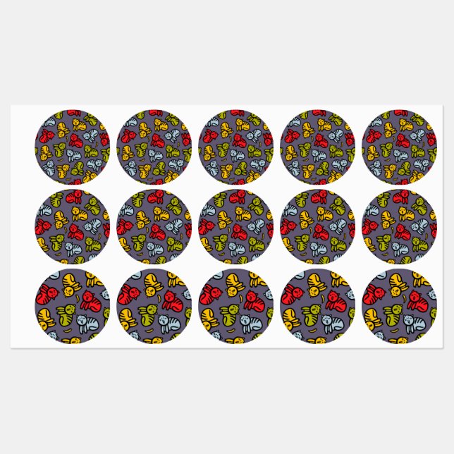 Katzen und Bananen Etiketten (Blatt)