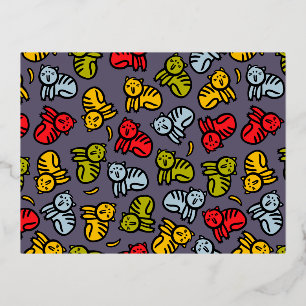 Katzen und Bananen Folie Einladungspostkarte