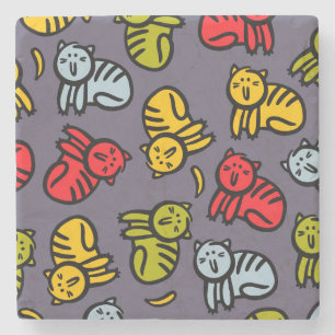 Katzen und Bananen Steinuntersetzer