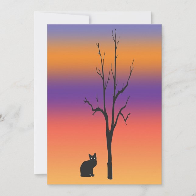 Katzen-und Baum-Halloween-Einladung Einladung (Vorderseite)