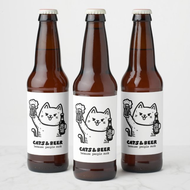 Katzen und Bier 1 Bierflaschenetikett (Flaschen)