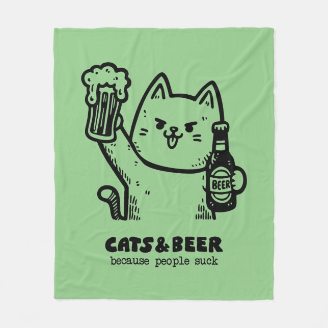 Katzen und Bier 1 Fleecedecke (Vorderseite)
