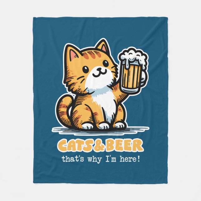Katzen und Bier 2 Fleecedecke (Vorderseite)
