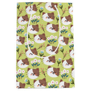 Katzen und Blume Mittlere Geschenktüte