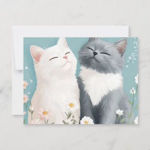 Katzen und Blume Postkarte