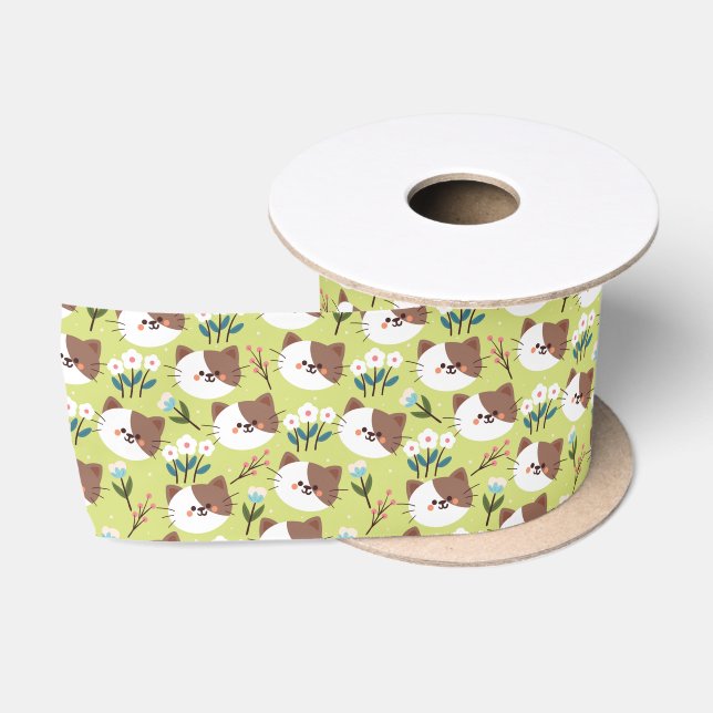 Katzen und Blume Satinband (Spule)