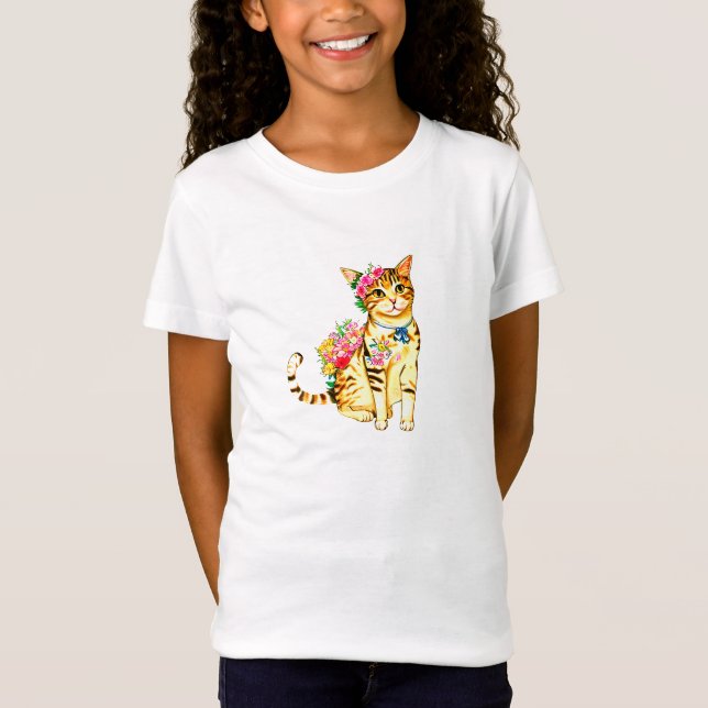 Katzen und Blume T-Shirt (Vorderseite)