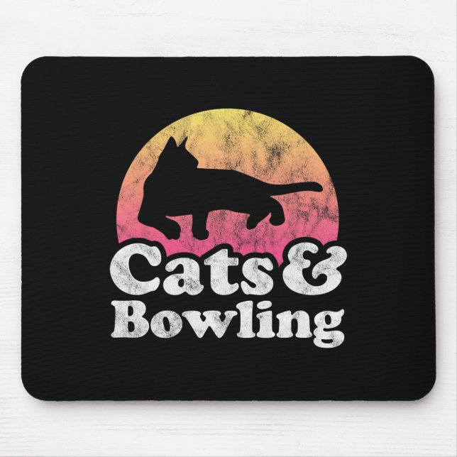 Katzen und Bowlinge, Katzen und Bowling von Männer Mousepad (Vorne)