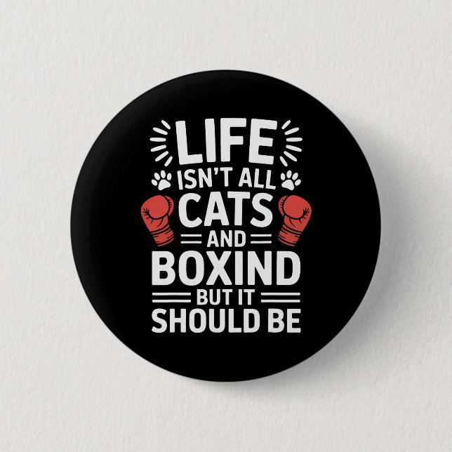 Katzen und Boxen Funny Boxing Button (Vorderseite)