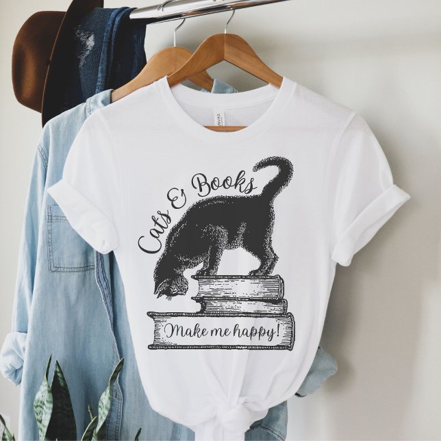 Katzen und Bücher machen mich glücklich zu lesen T-Shirt (Von Creator hochgeladen)