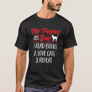 Katzen Und Bücher Mein Perfekter Tag 1 Bücher Lese T-Shirt