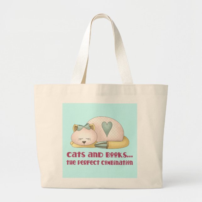 Katzen und Bücher - perfekte Taschen-Tasche Jumbo Stoffbeutel (Vorne)
