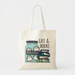 Katzen und Bücher Tragetasche