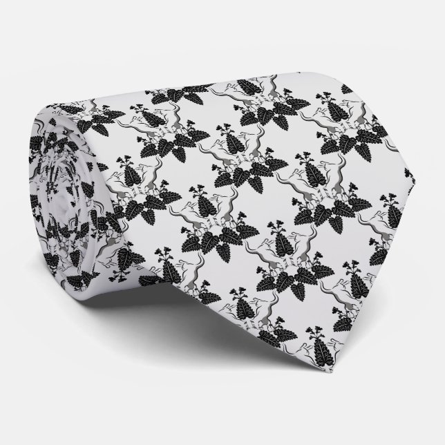 Katzen und Damasken-Muster Krawatte (Gerollt)