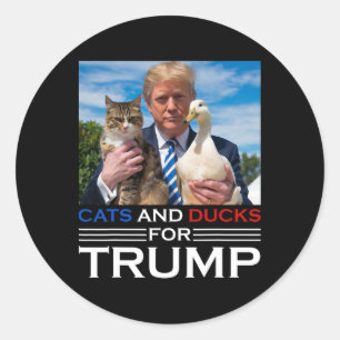 Katzen und Enten für Trump 2024 Kätzchen und Enten Runder Aufkleber