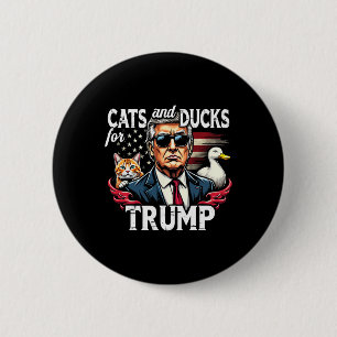 Katzen und Enten für Trump 2024 Lustiger Trump Van Button