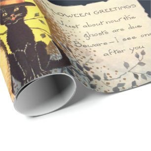Katzen- und Eulen-Halloween-Geschenkpapier Geschenkpapier