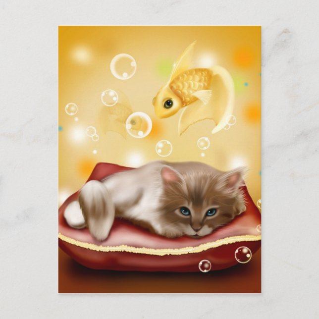 Katzen und Fische Postkarte (Vorderseite)