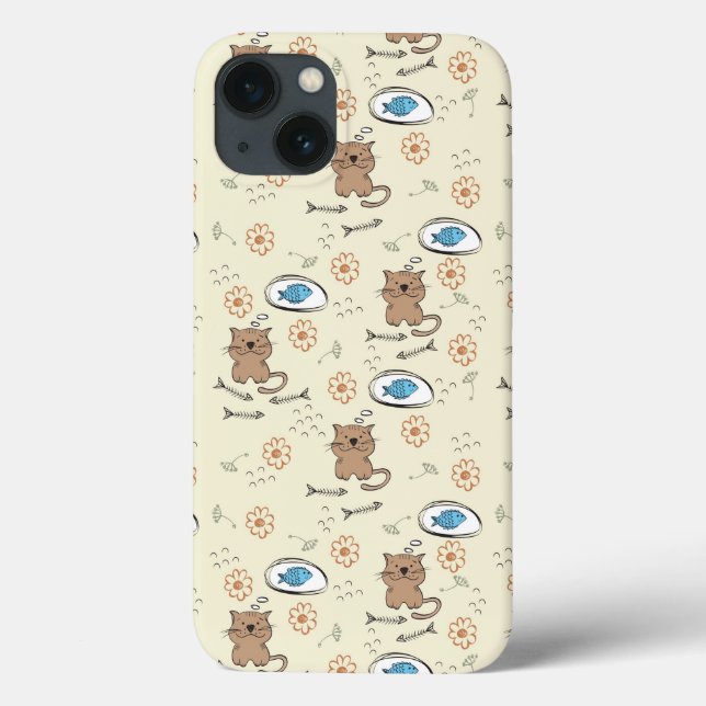 Katzen- und Fischmuster Case-Mate iPhone Hülle (Rückseite)