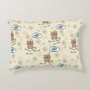 Katzen- und Fischmuster Dekokissen