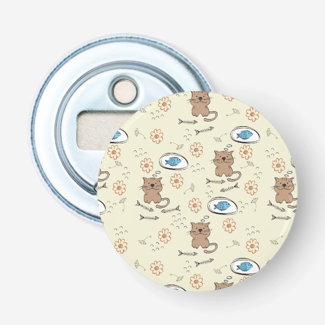 Katzen- und Fischmuster Flaschenöffner (Vorderseite)