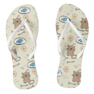 Katzen- und Fischmuster Flip Flops