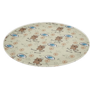 Katzen- und Fischmuster Schneidebrett