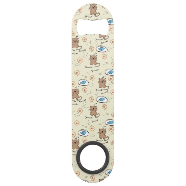 Katzen- und Fischmuster Speed Flaschenöffner (Vorderseite)