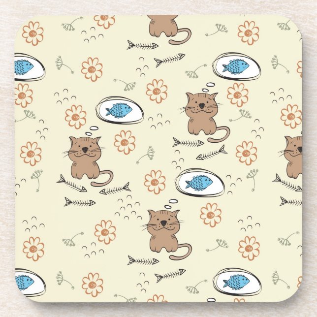 Katzen- und Fischmuster Untersetzer (Vorderseite)
