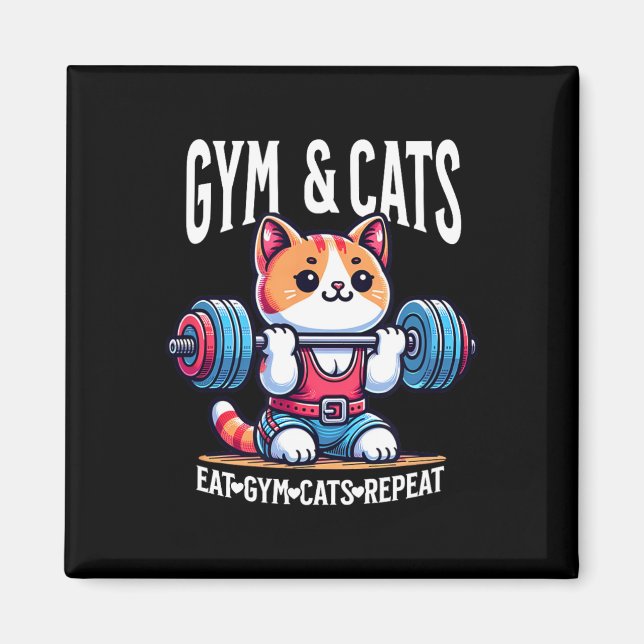 Katzen und Fitnessstudio Workout Lustiges Kätzchen Magnet (Vorne)